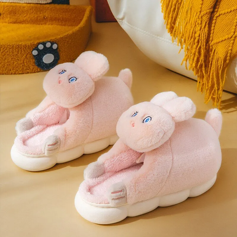 Cat Plush Indoor Slippers: Non-slip, Winter-Warm