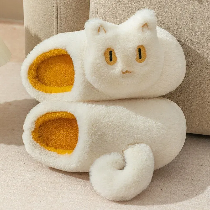 Cat Plush Indoor Slippers: Non-slip, Winter-Warm