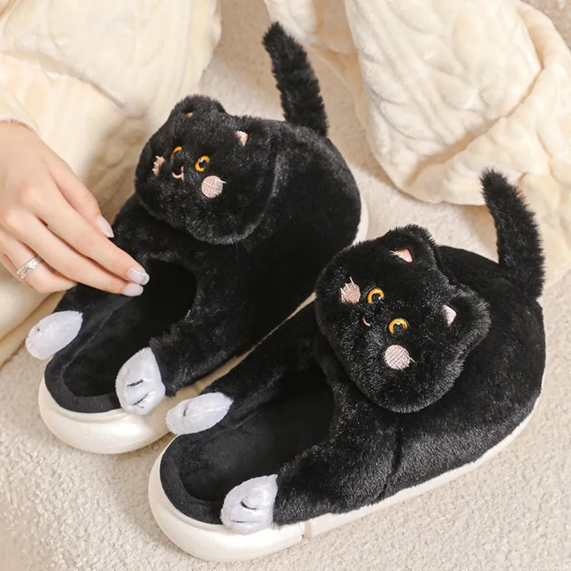 Cat Plush Indoor Slippers: Non-slip, Winter-Warm