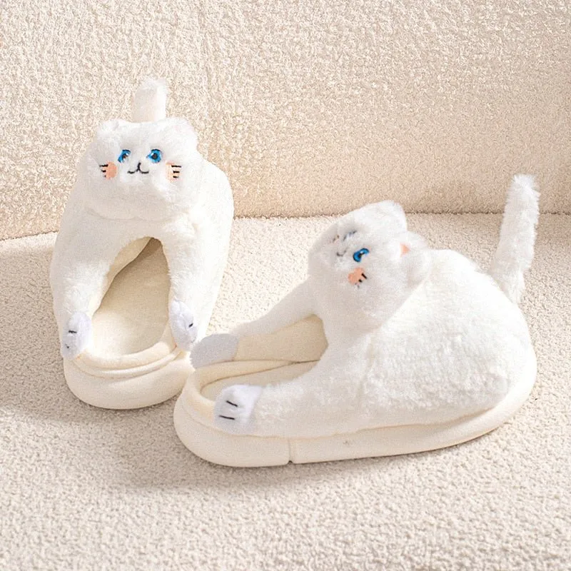 Cat Plush Indoor Slippers: Non-slip, Winter-Warm