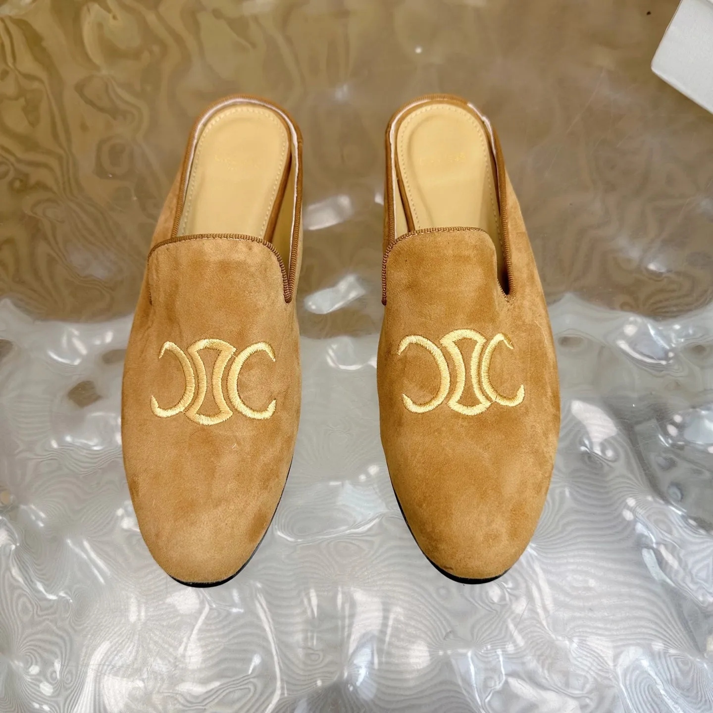 CELINE 25 Slippers Brown Suede 285916