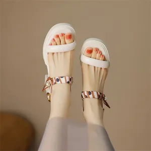 Chic Open Toe Leather Platform Sandals