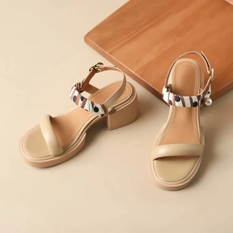 Chic Open Toe Leather Platform Sandals