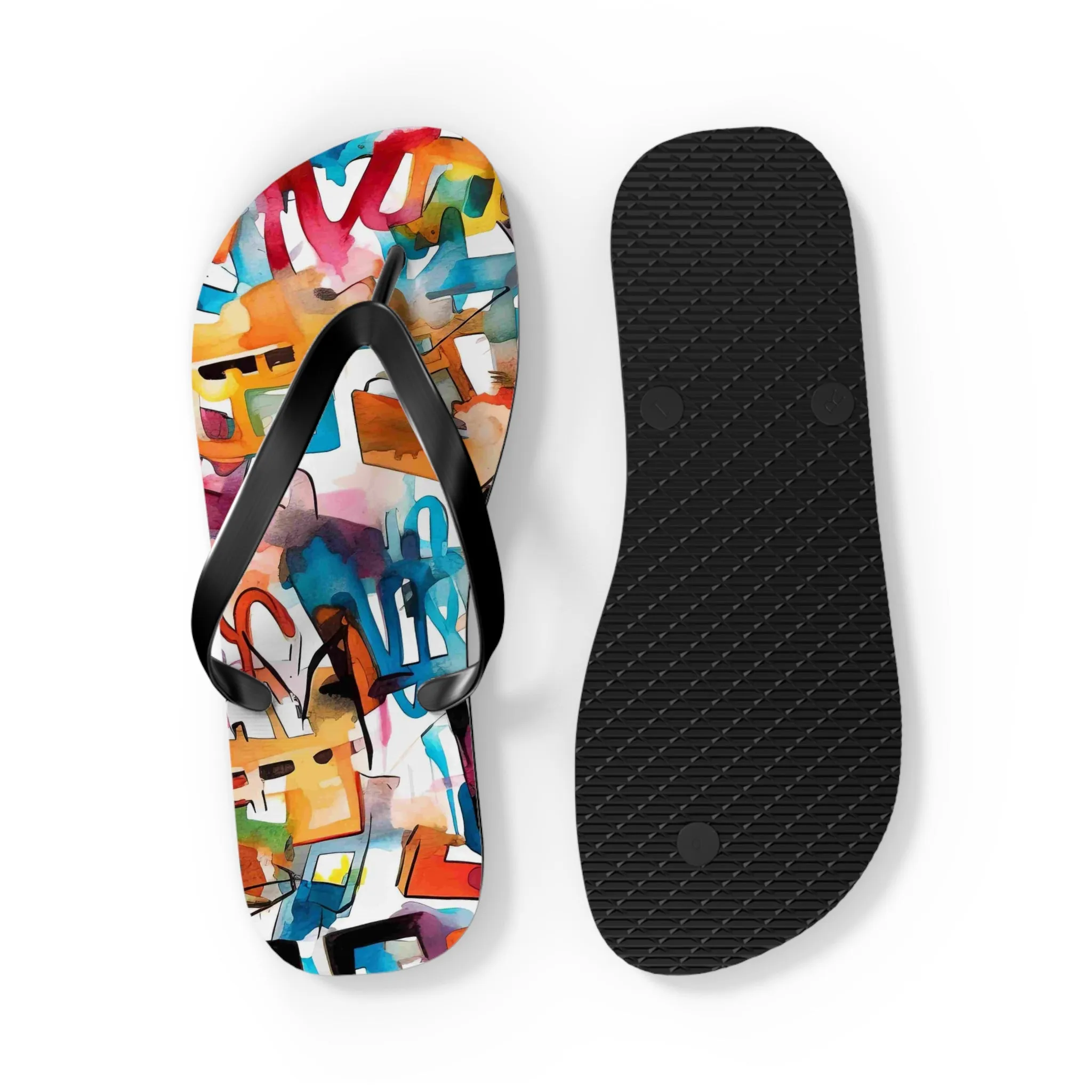 Colorful Artistry Flip Flops - Trendy Summer Footwear for Beach and Casual Outings