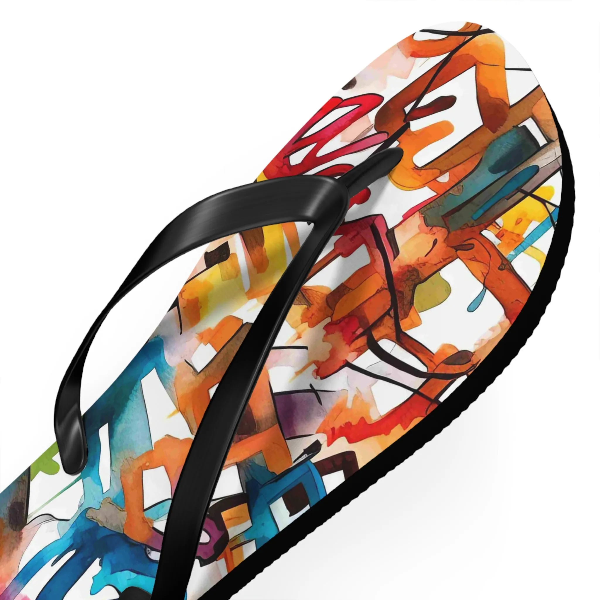Colorful Artistry Flip Flops - Trendy Summer Footwear for Beach and Casual Outings
