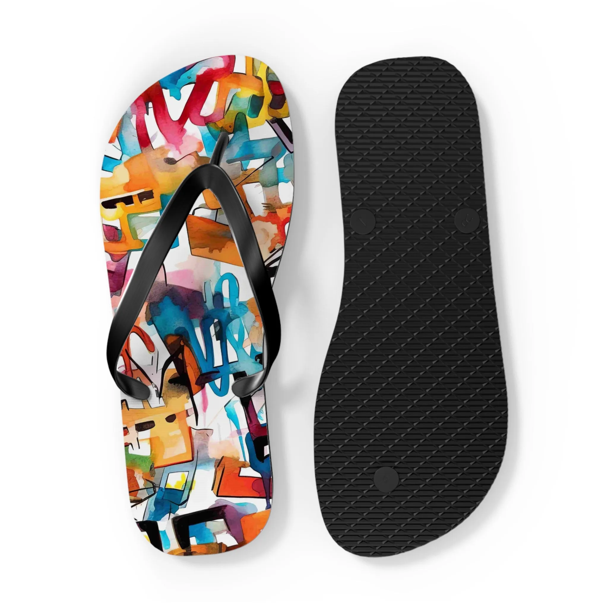 Colorful Artistry Flip Flops - Trendy Summer Footwear for Beach and Casual Outings