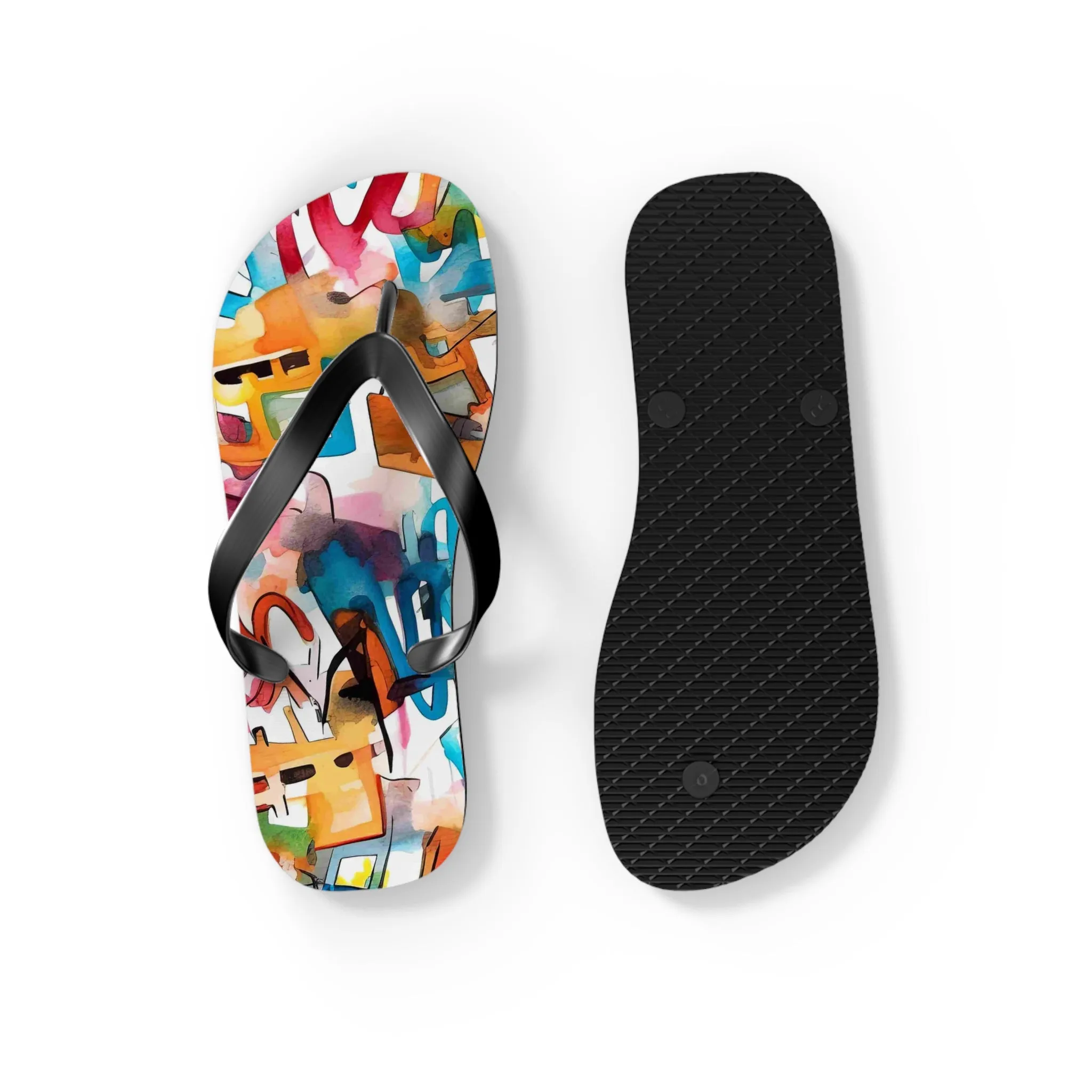 Colorful Artistry Flip Flops - Trendy Summer Footwear for Beach and Casual Outings