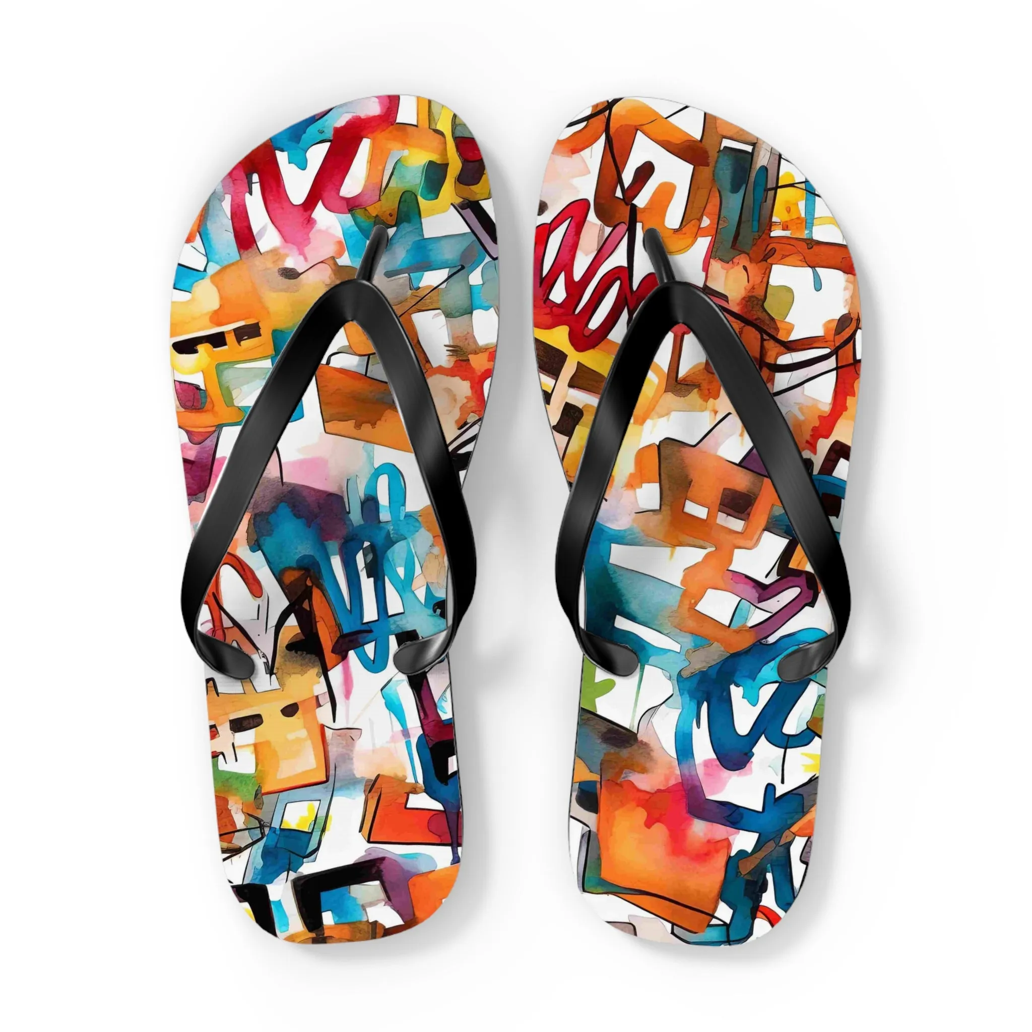 Colorful Artistry Flip Flops - Trendy Summer Footwear for Beach and Casual Outings