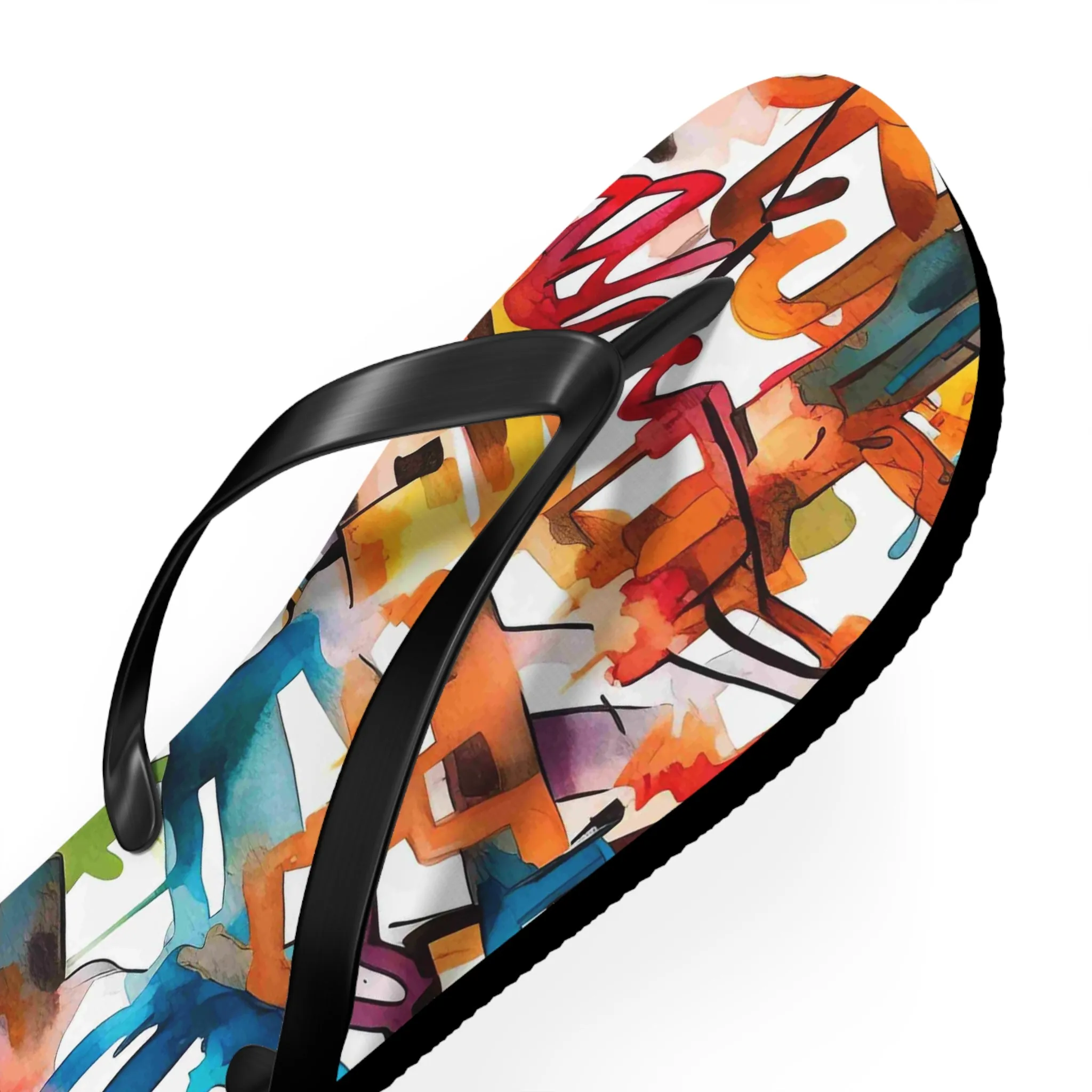 Colorful Artistry Flip Flops - Trendy Summer Footwear for Beach and Casual Outings