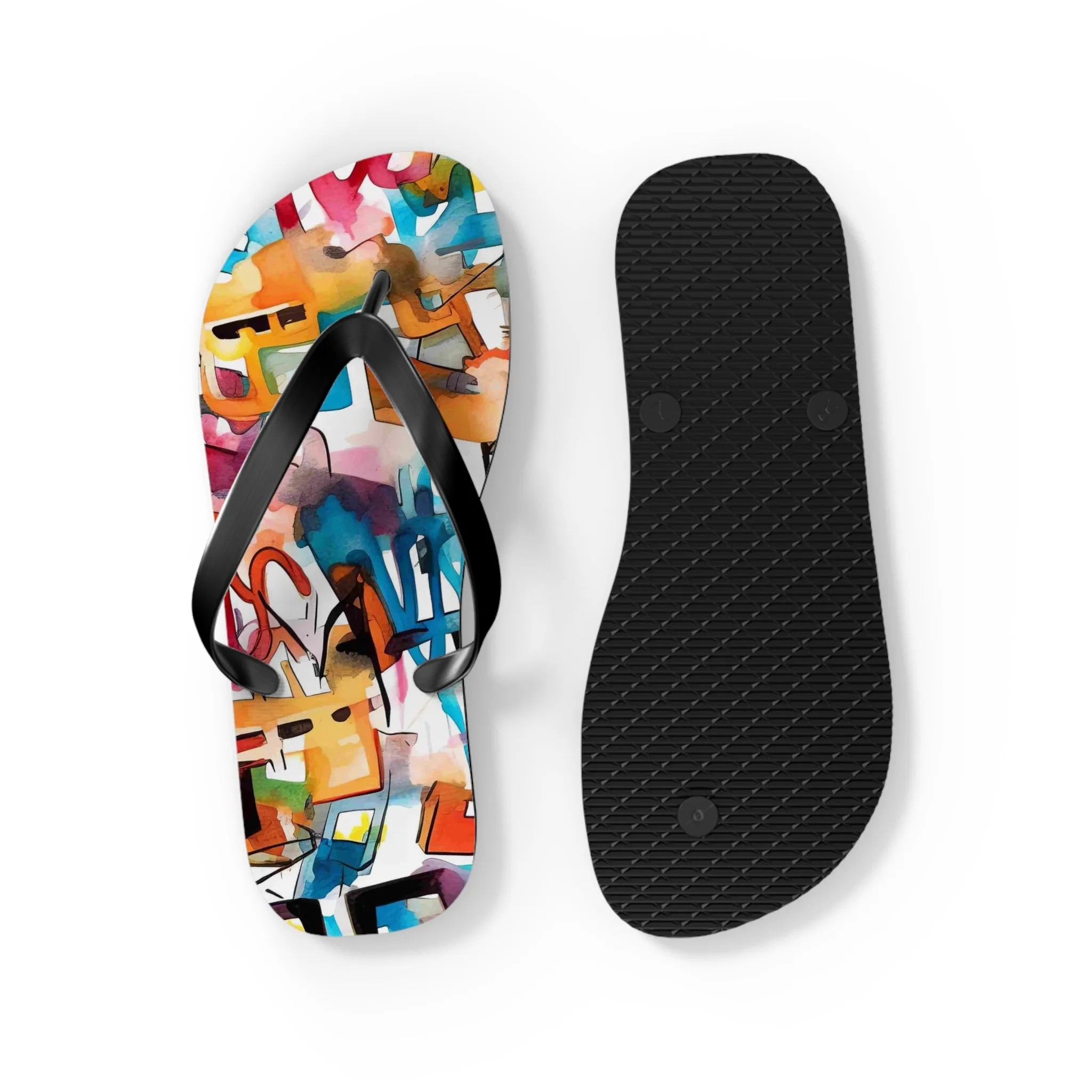 Colorful Artistry Flip Flops - Trendy Summer Footwear for Beach and Casual Outings