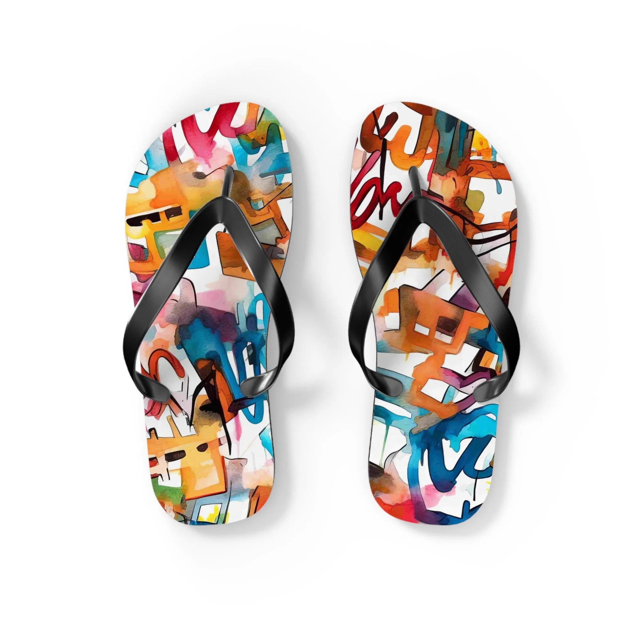 Colorful Artistry Flip Flops - Trendy Summer Footwear for Beach and Casual Outings