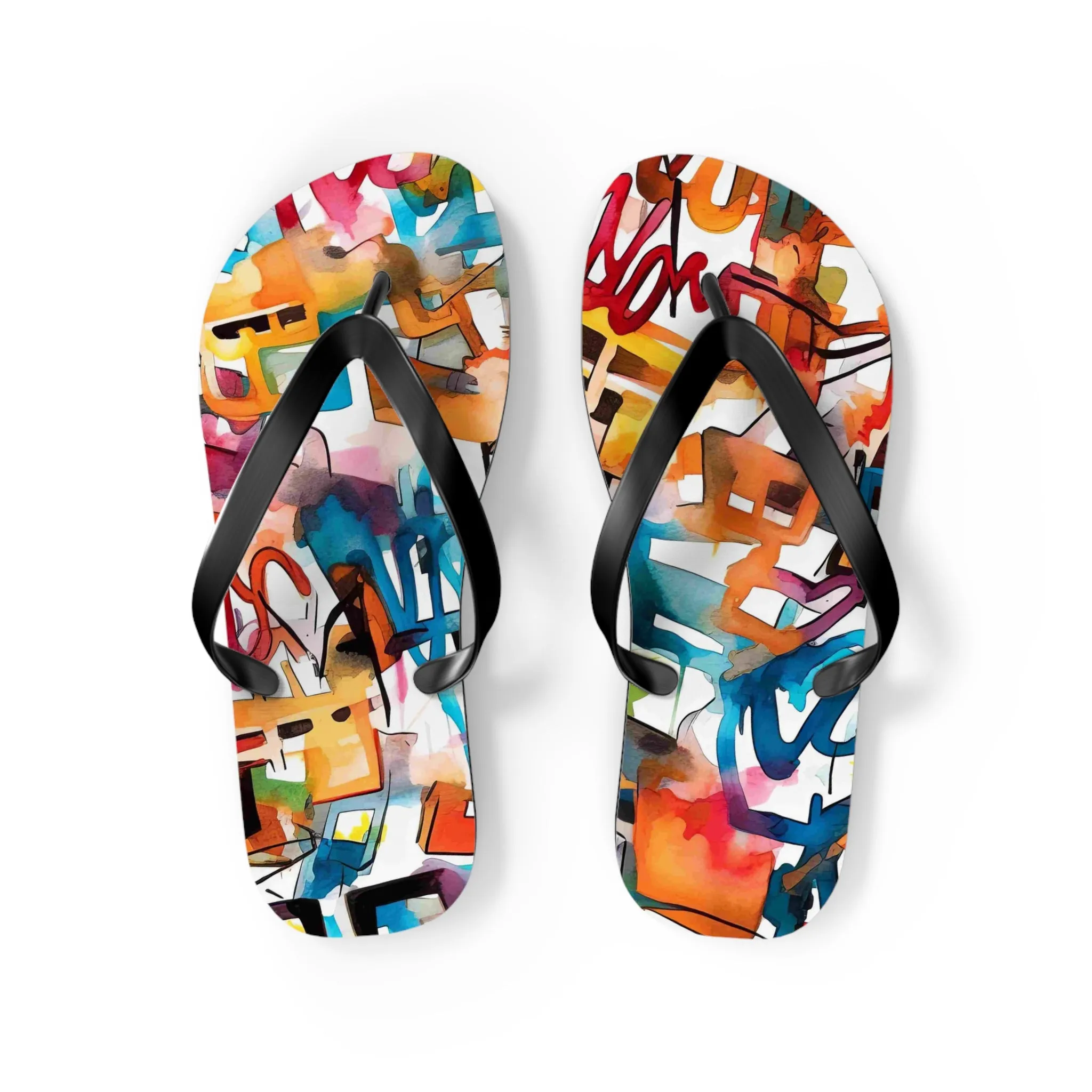 Colorful Artistry Flip Flops - Trendy Summer Footwear for Beach and Casual Outings