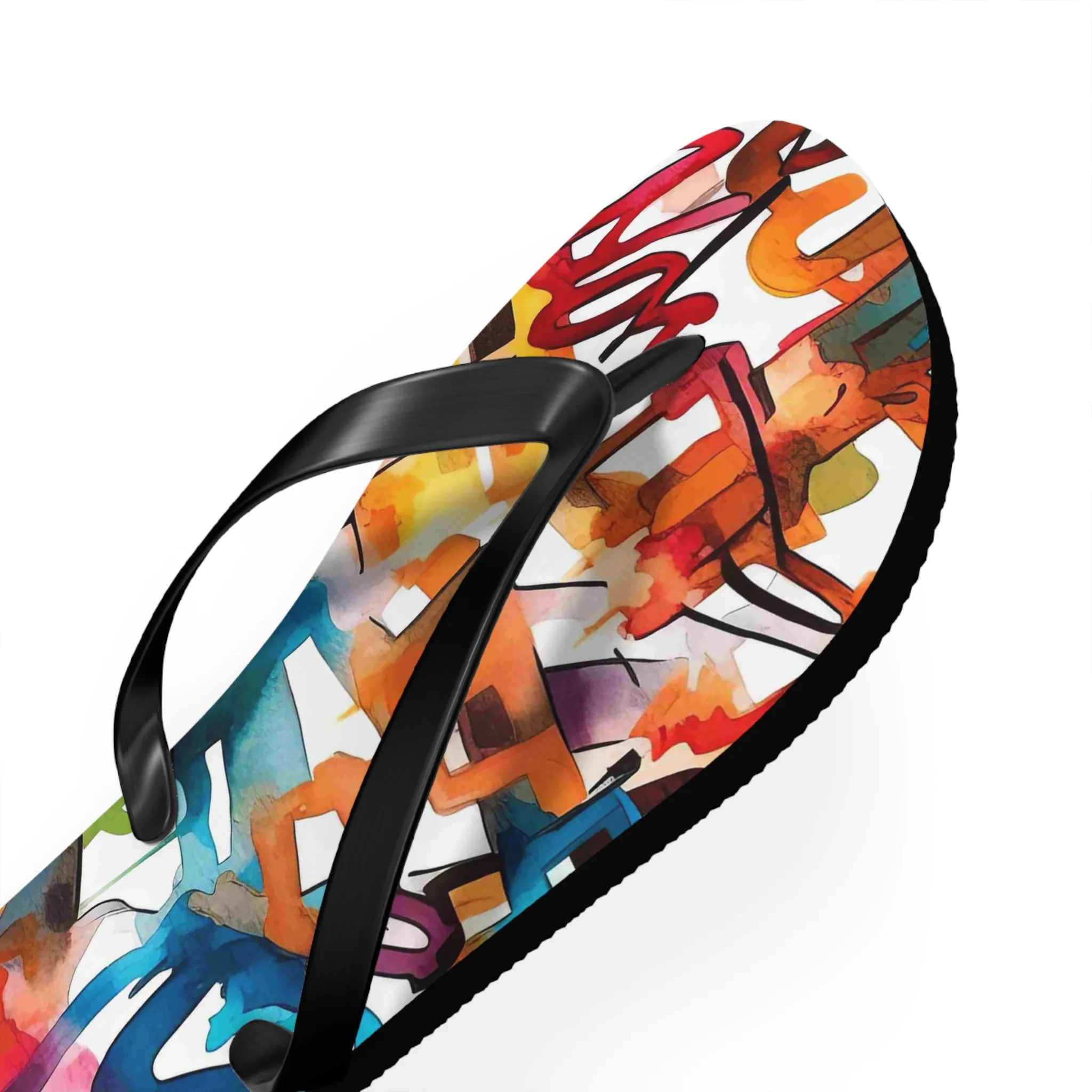 Colorful Artistry Flip Flops - Trendy Summer Footwear for Beach and Casual Outings