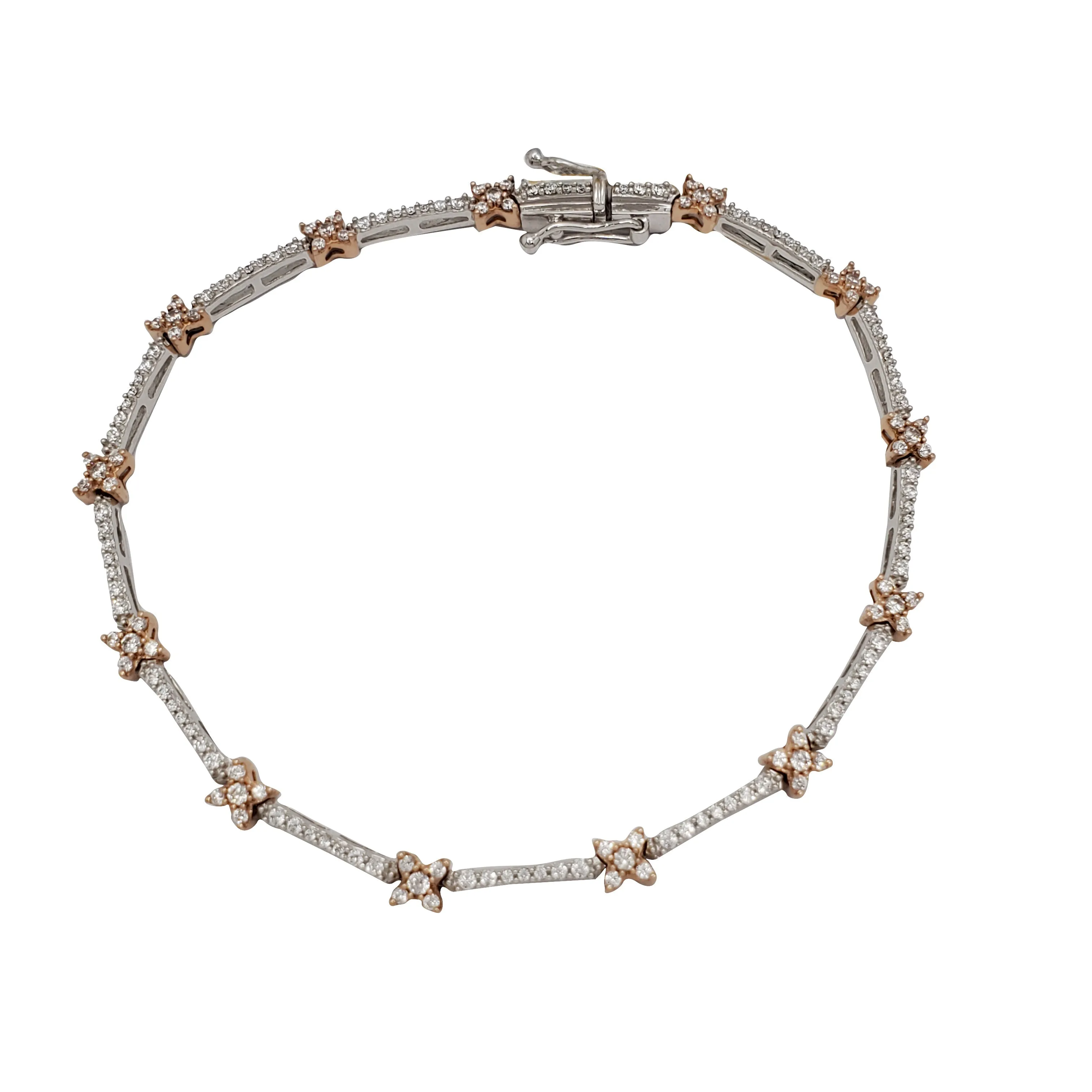 Cubic Zirconia Two-Tone Star Bracelet (10K )
