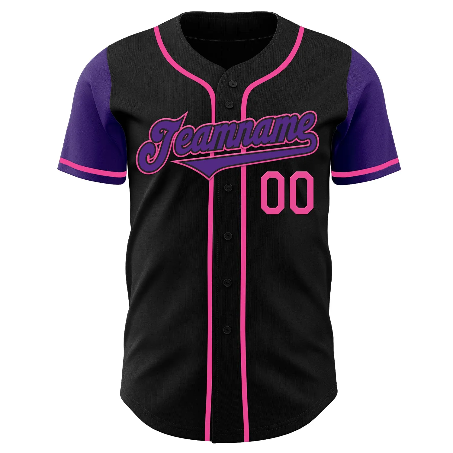 Custom Black Purple-Pink Authentic Two Tone Baseball Jersey