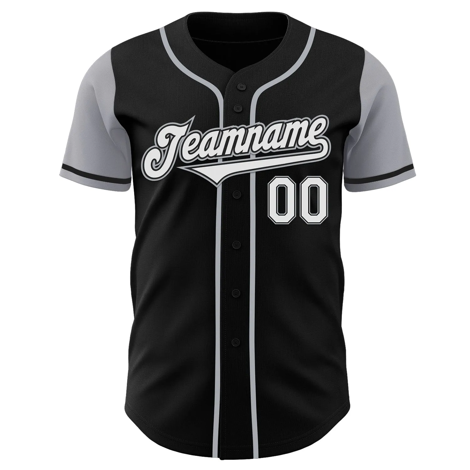 Custom Black White-Gray Authentic Two Tone Baseball Jersey