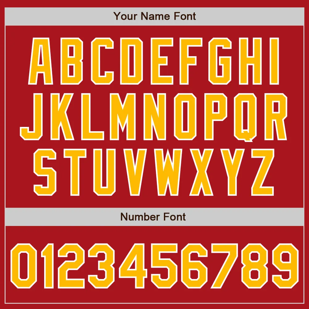 Custom Red Gold-White Authentic Two Tone Baseball Jersey