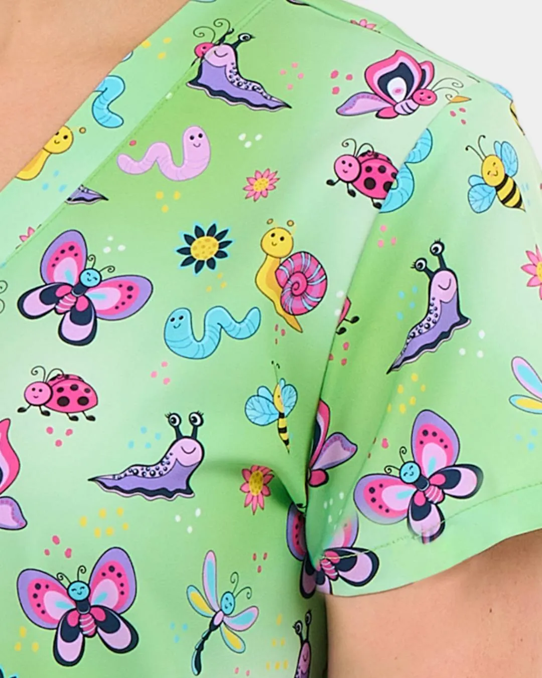 'Cute As A Bug' Women's Stretch Scrub Top - 1054