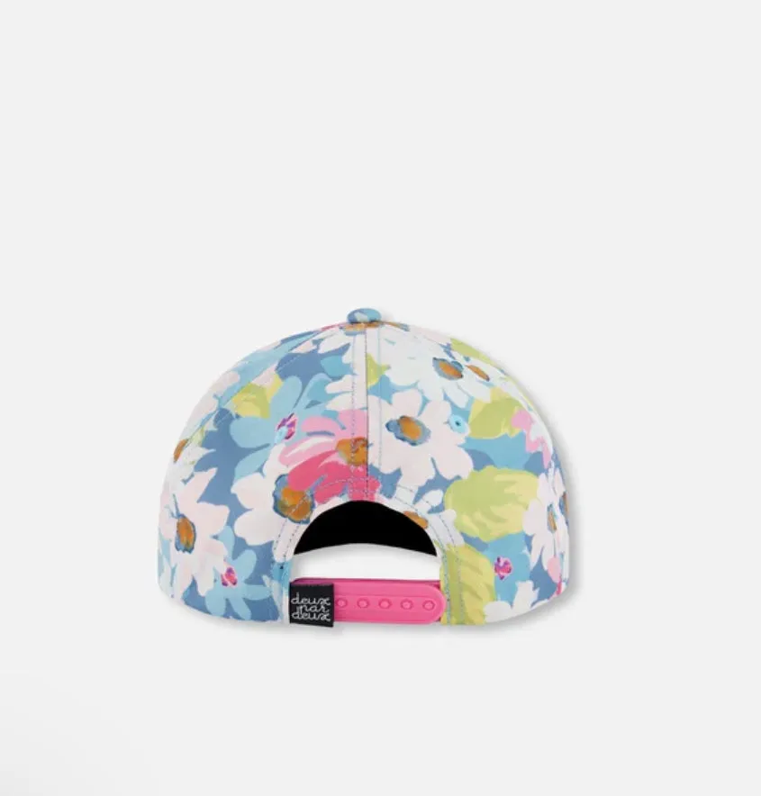 Deux Par Deux Printed Cap White, Pink, And Green Flowers: Size 6 months - 14 Years