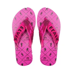 Elvis Graceland Pink Sequin Strap Flip Flops