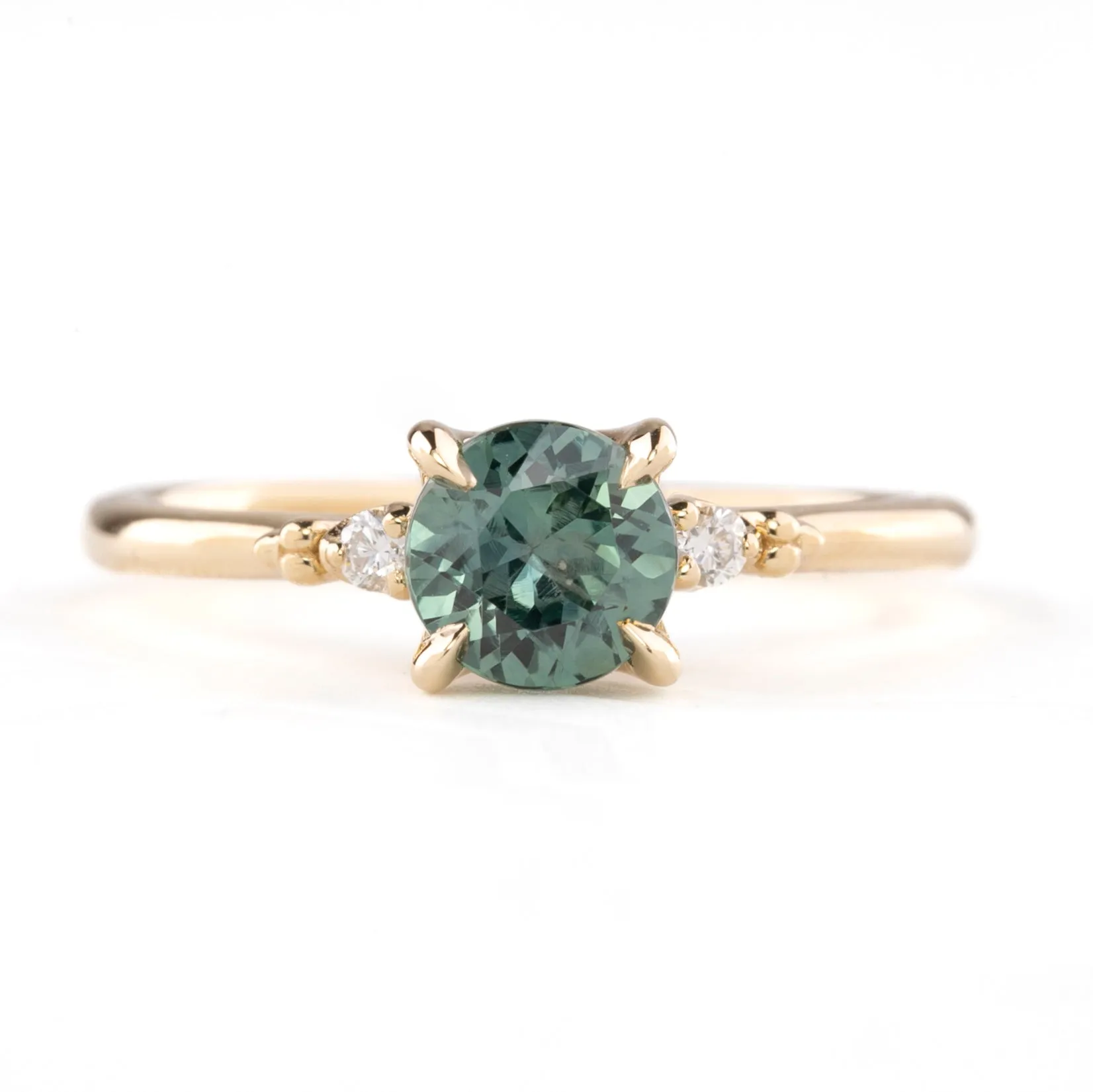 Estel Ring, Blue Green Montana Sapphire, 14k Yellow Gold