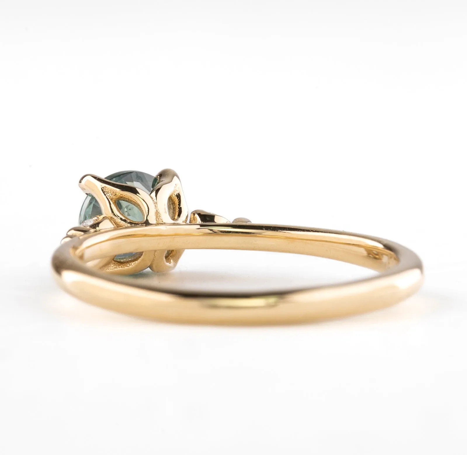 Estel Ring, Blue Green Montana Sapphire, 14k Yellow Gold