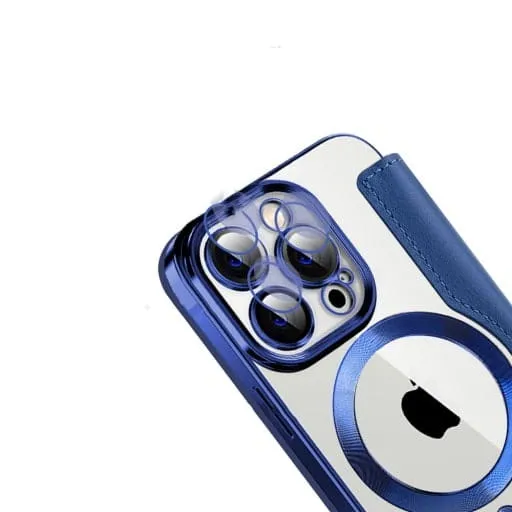 Etui Flip Wallet Magsafe iPhone 12 Pro - Niebieski