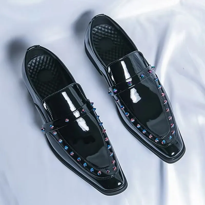 Fashion Gold, Silver, and Black Glitter Leather Rhinestone Shoes