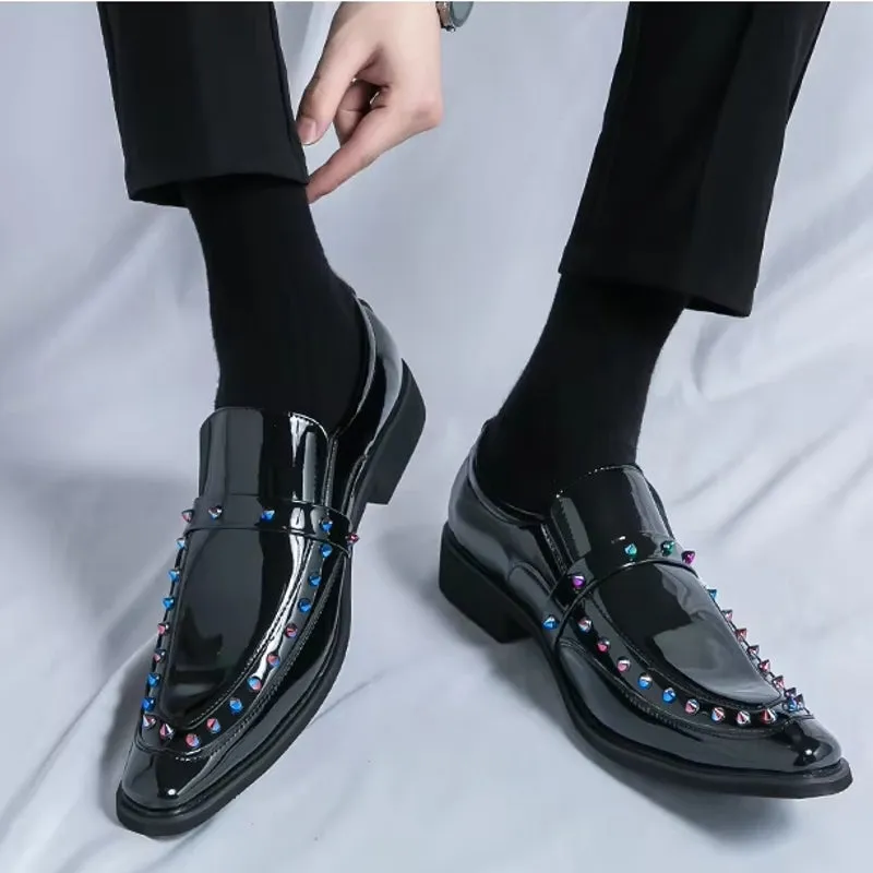 Fashion Gold, Silver, and Black Glitter Leather Rhinestone Shoes