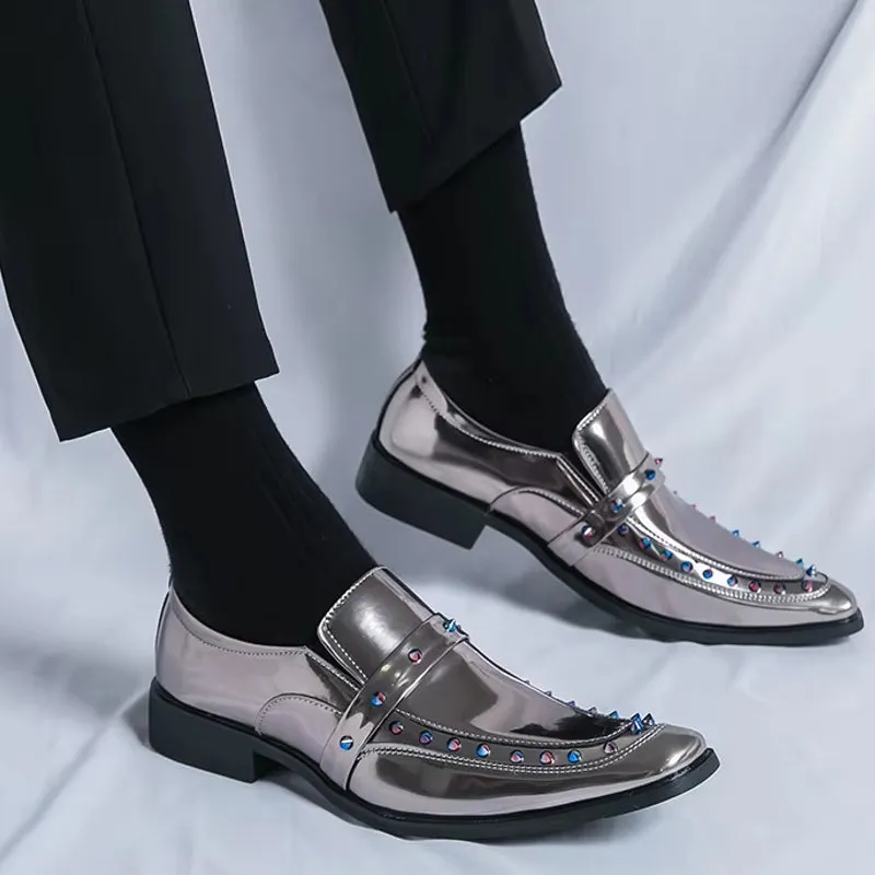 Fashion Gold, Silver, and Black Glitter Leather Rhinestone Shoes