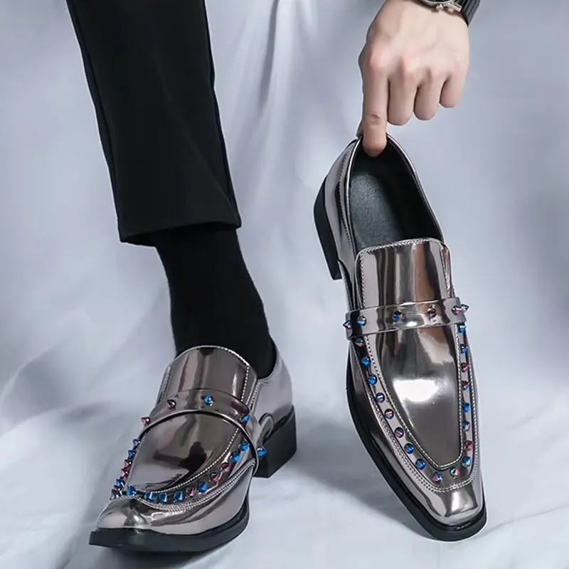 Fashion Gold, Silver, and Black Glitter Leather Rhinestone Shoes