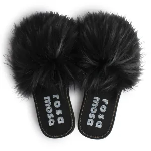 Faux Fur Slippers   Nero