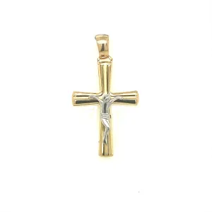 Flared Edge Crucifix - 14kt Two-Tone Gold