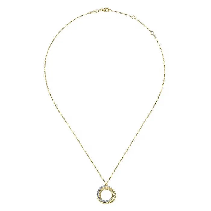 Gabriel 14K Yellow & White Gold Bujukan Diamond Interlocking Circles Pendant Necklace NK6360M45JJ
