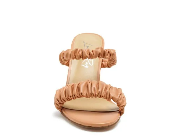 Gathered Strap Slip On High Heel Sandals