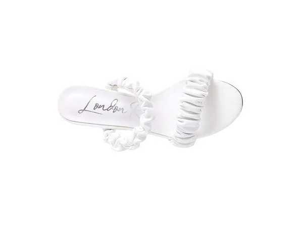 Gathered Strap Slip On High Heel Sandals