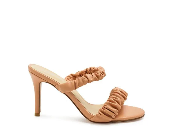 Gathered Strap Slip On High Heel Sandals