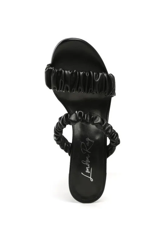 Gathered Strap Slip On High Heel Sandals