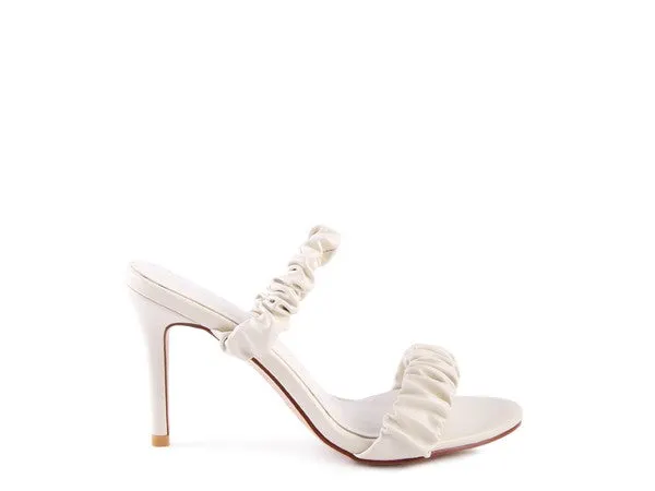Gathered Strap Slip On High Heel Sandals