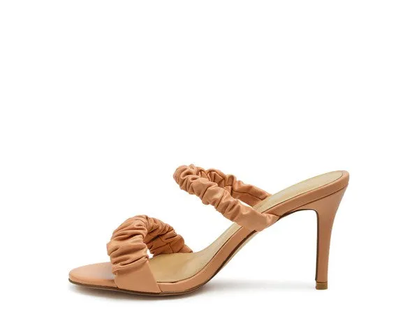 Gathered Strap Slip On High Heel Sandals