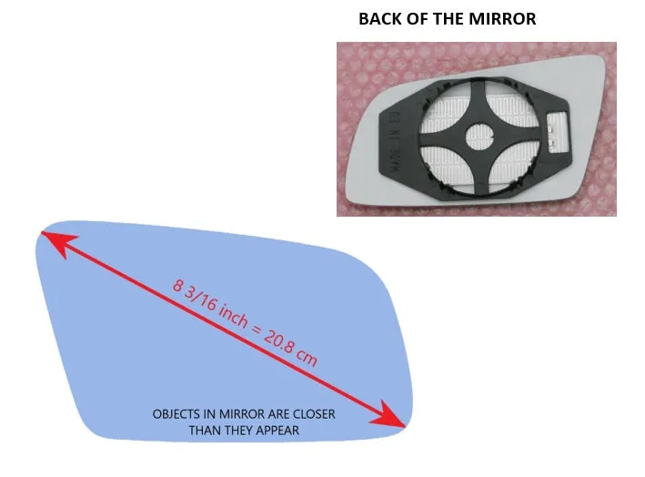 Heated Mirror Glass With Plastic Backing Plate Attached for BMW 545I 2004 - 2005