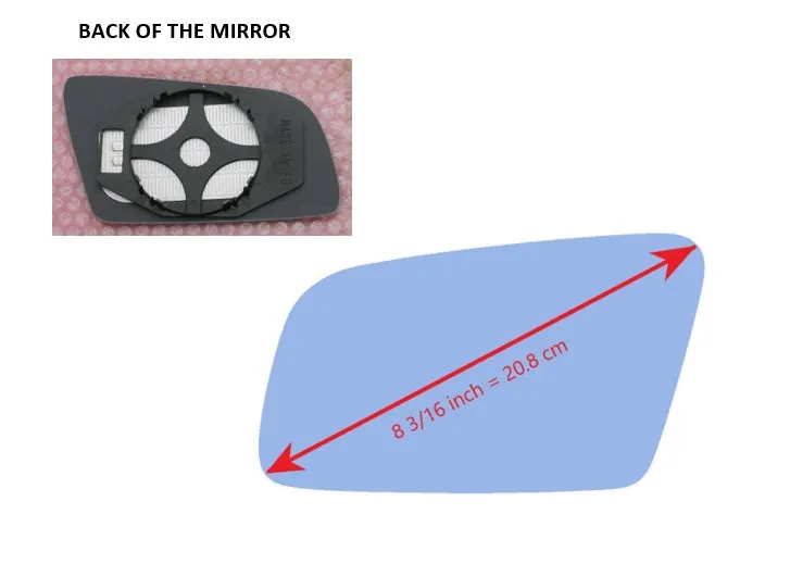Heated Mirror Glass With Plastic Backing Plate Attached for BMW 545I 2004 - 2005