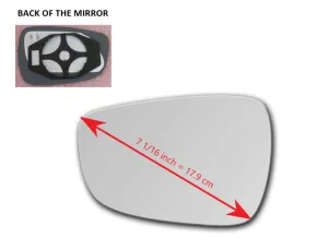 Heated Mirror Glass With Plastic Backing Plate Attached for Hyundai Veloster 2012 - 2014