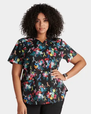 'Hopeful Bouquets' Women's V-Neck Print Top - CK652