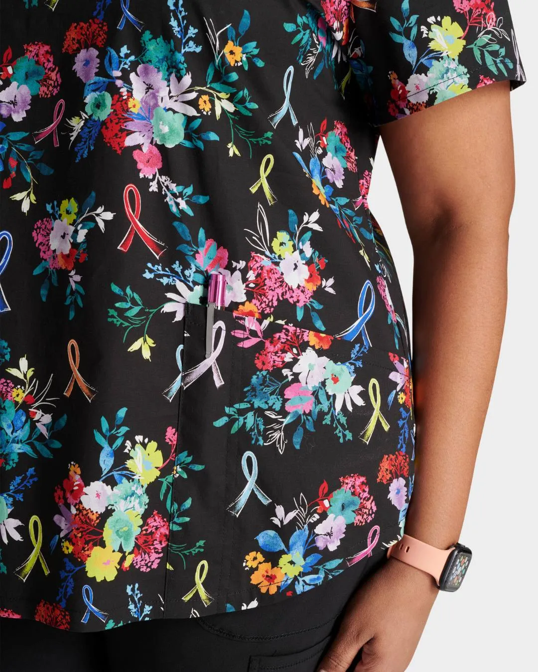 'Hopeful Bouquets' Women's V-Neck Print Top - CK652