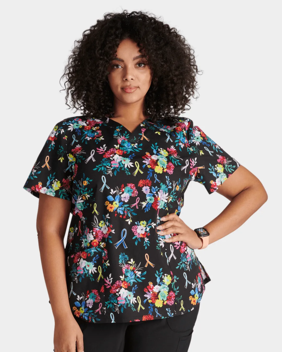 'Hopeful Bouquets' Women's V-Neck Print Top - CK652