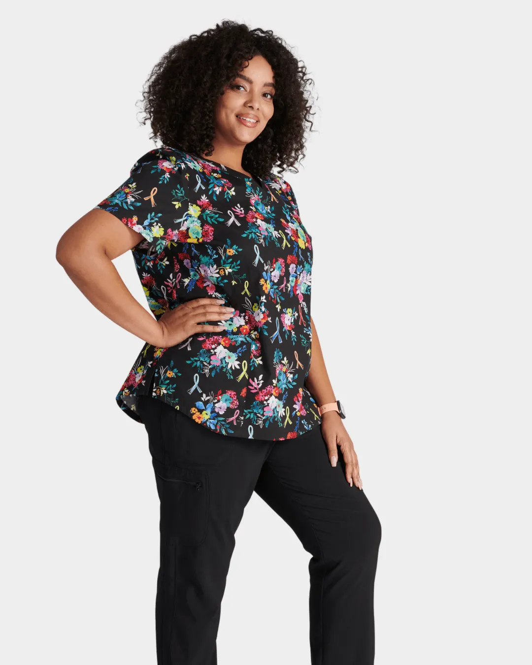 'Hopeful Bouquets' Women's V-Neck Print Top - CK652