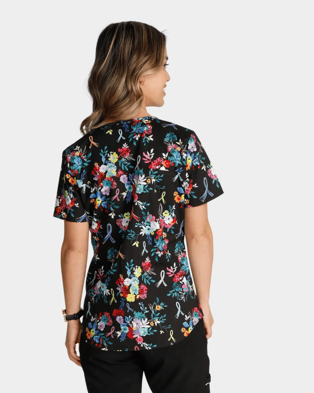 'Hopeful Bouquets' Women's V-Neck Print Top - CK652