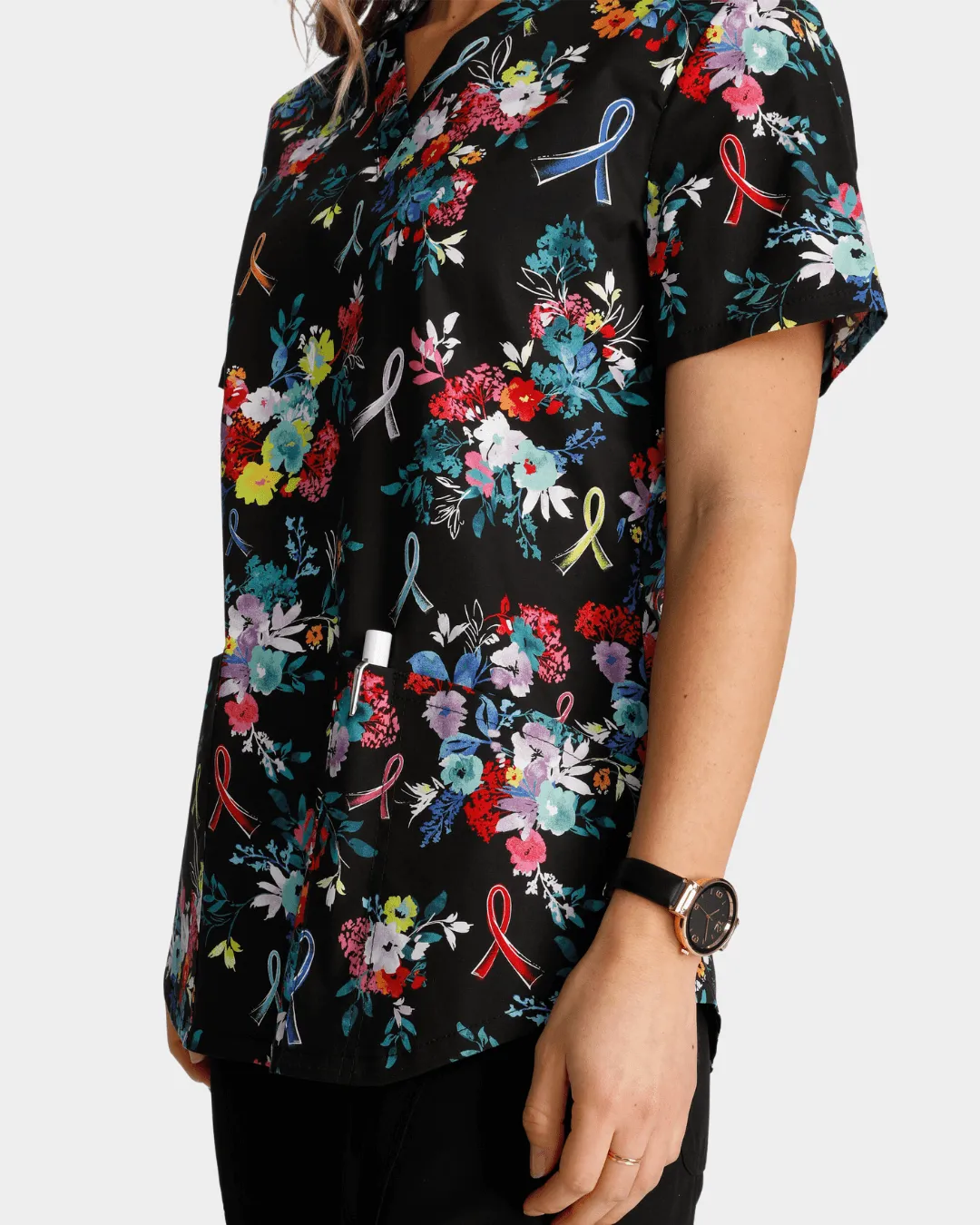 'Hopeful Bouquets' Women's V-Neck Print Top - CK652