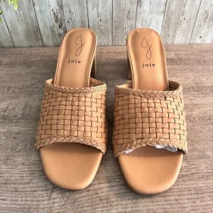Joie Woven Tan Block Heel Sandals Size 7